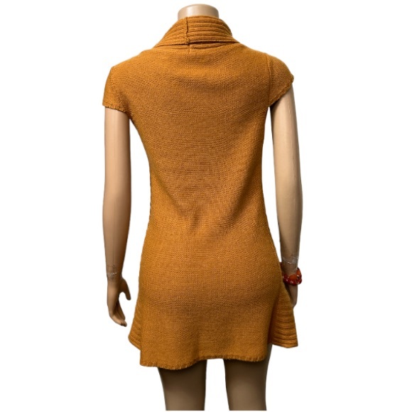 Anthropologie Sparrow Retro Knit Sweater Mini Dress Cowl Neck Orange size L - Picture 12 of 13